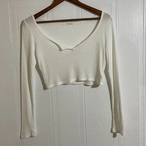 Timing White Long Sleeve Crop Top